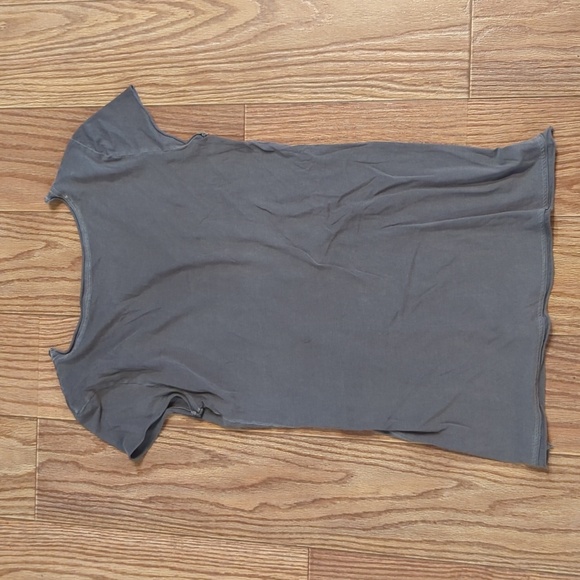 Loft gray short-sleeve lived-in cotton long t-shirt v-neck women's size S - Picture 5 of 6